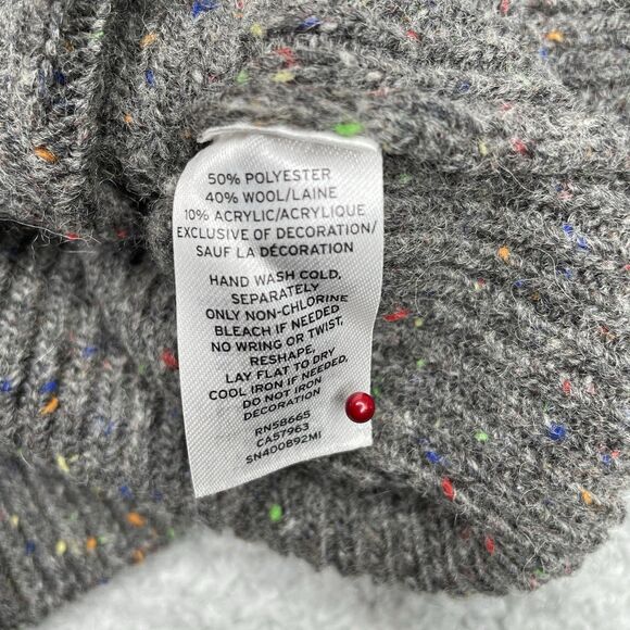 Something Navy Cable Knit Sweater Womens Small Gray Puff Shoulder Speckled Wool - Picture 6 of 14